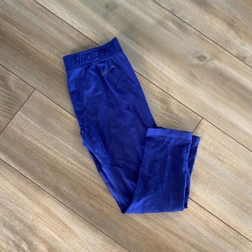 Nike Pro Dri-FIT Women Purple Blue Compression Crop Leggings Medium Bin G-23